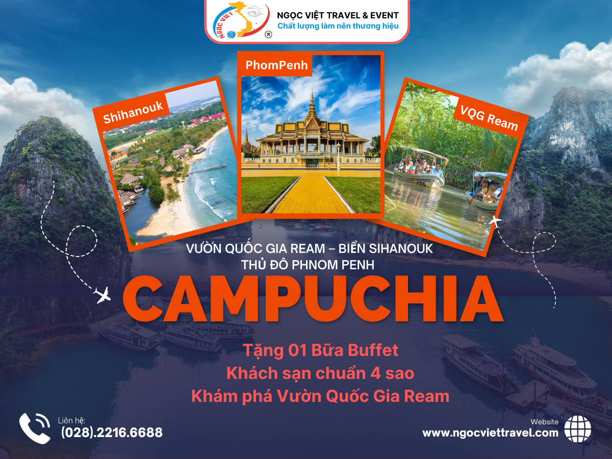 TOUR CAMBODIA - BAVET - REAM NATIONAL PARK - SIHANOUK SEA - PHNOM PENH - 4 STAR HOTEL